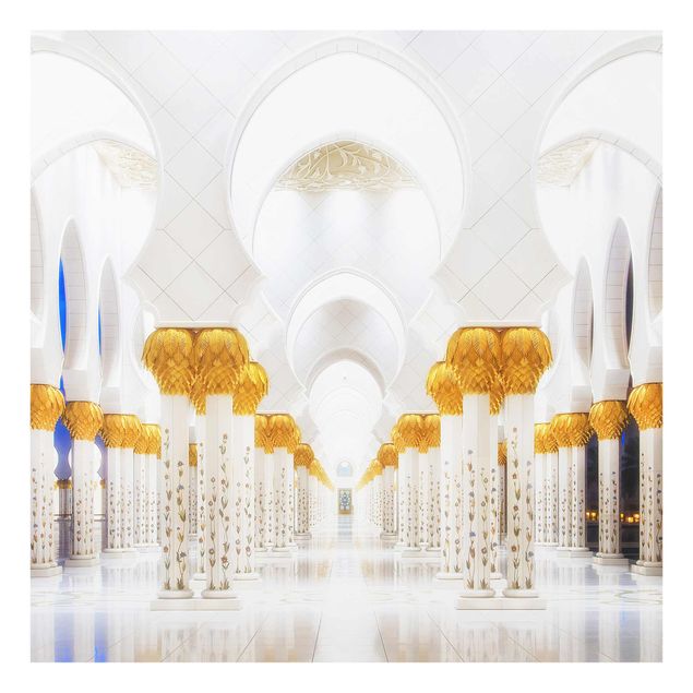 Glas Wandbilder Moschee in Gold