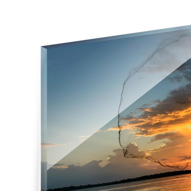 Glasbild - Netz im Sonnenuntergang - Quer 3:2