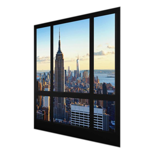 Schöne Wandbilder New York Fensterblick auf Empire State Building