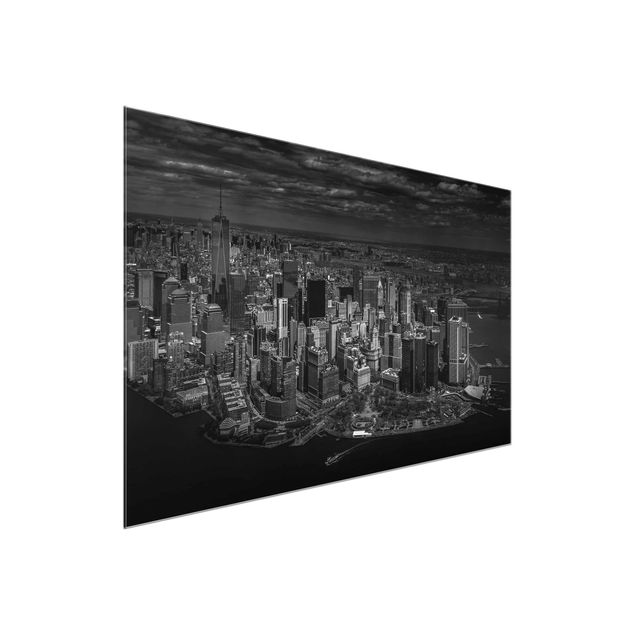 Glasbilder Skyline New York - Manhattan aus der Luft