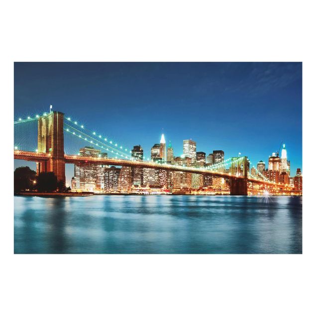 Bilder auf Glas Nighttime Manhattan Bridge