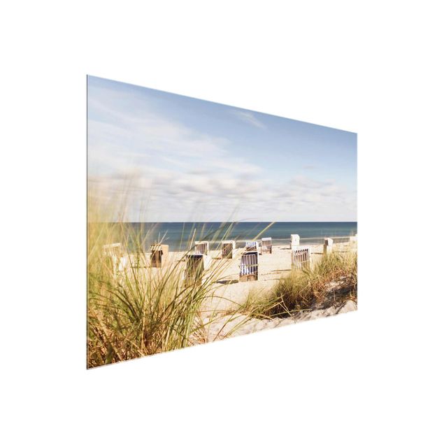 Natur Glasbilder Ostsee und Strandkörbe