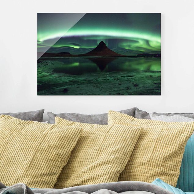 Strand Glasbilder Polarlicht in Island