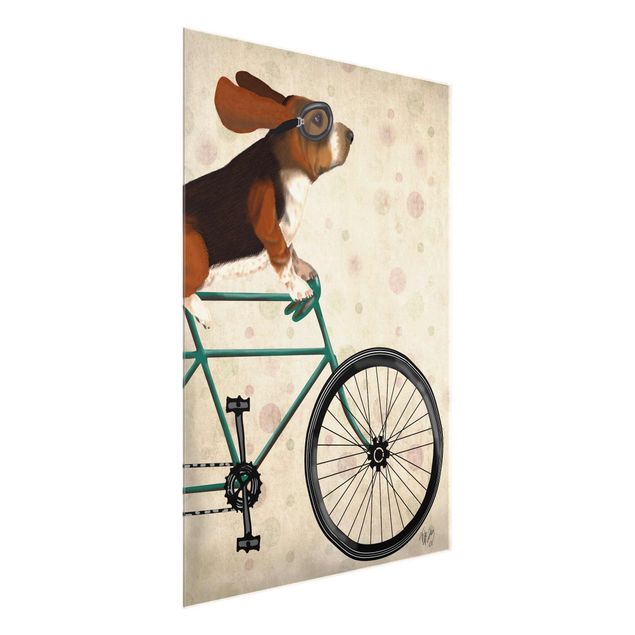 Wandbilder Radtour - Basset auf Fahrrad
