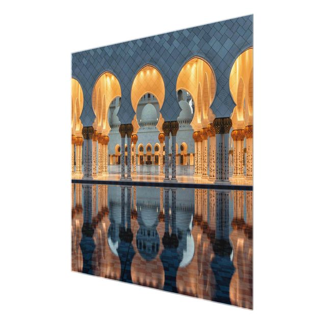 Glasbild - Reflexionen in der Moschee - Quadrat 1:1