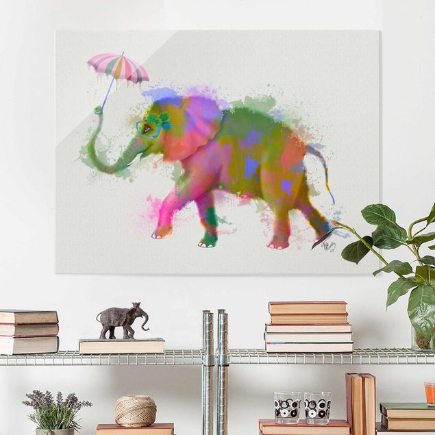 Wandbilder Tiere Regenbogen Splash Elefant