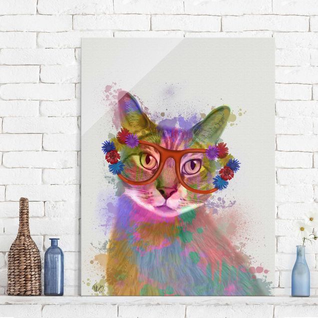 Wandbilder Tiere Regenbogen Splash Katze