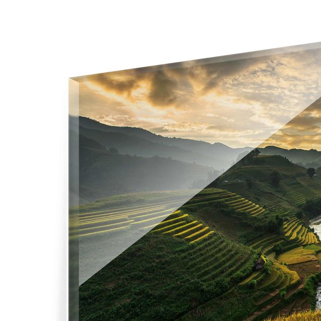 Glasbild - Reisplantagen in Vietnam - Quer 3:2