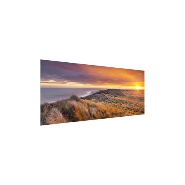 Natur Glasbilder Sonnenaufgang am Strand auf Sylt