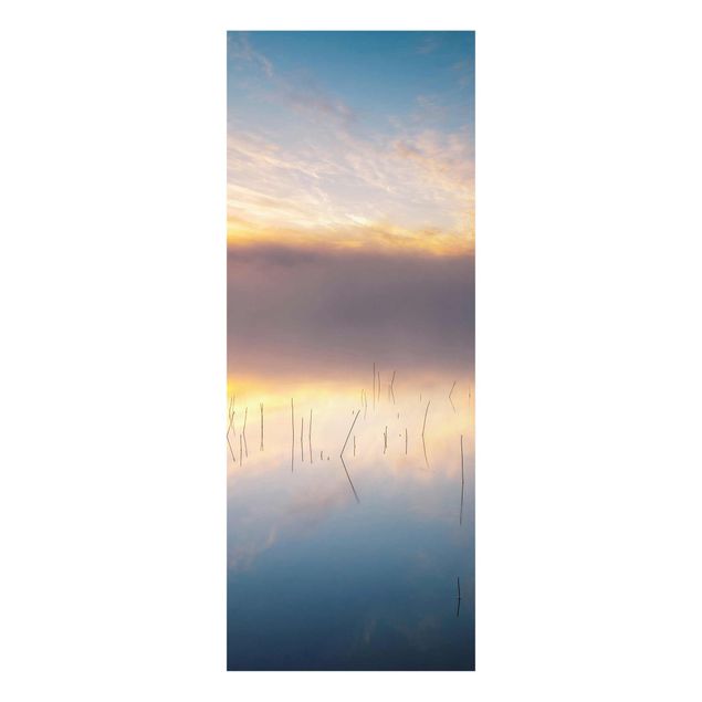 Glasbild Landschaften Sonnenaufgang schwedischer See