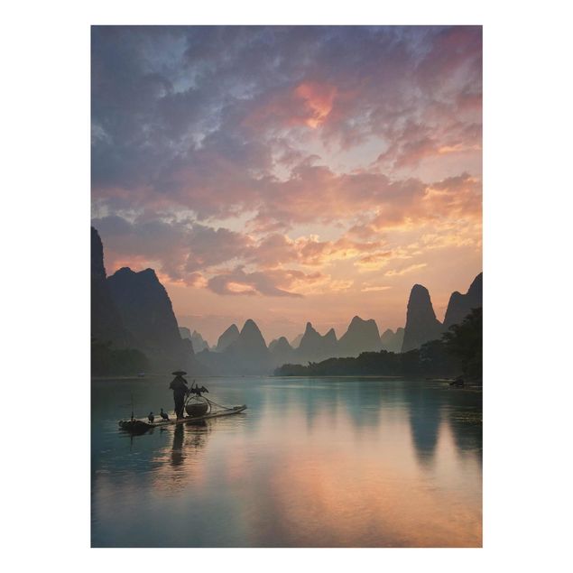 Wandbilder Sonnenaufgang über chinesischem Fluss