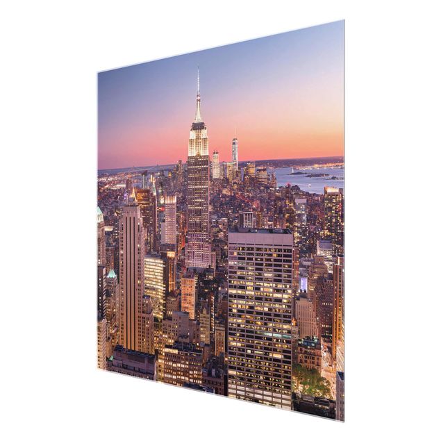 Bilder auf Glas Sonnenuntergang Manhattan New York City
