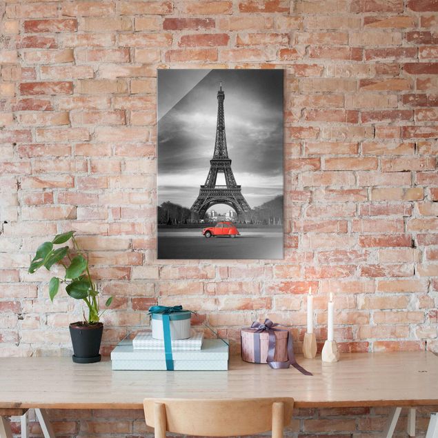 Glasbild Schwarz-Weiß Spot on Paris