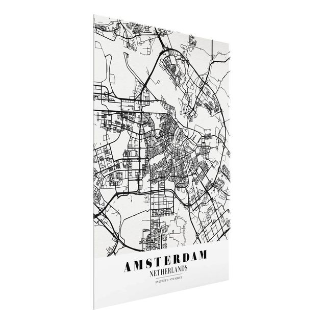 Wandbilder Stadtplan Amsterdam - Klassik