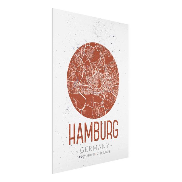 Bilder für die Wand Stadtplan Hamburg - Retro