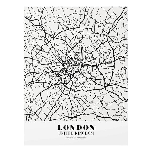 Bilder auf Glas Stadtplan London - Klassik
