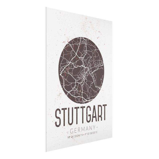 Wandbilder Stadtplan Stuttgart - Retro