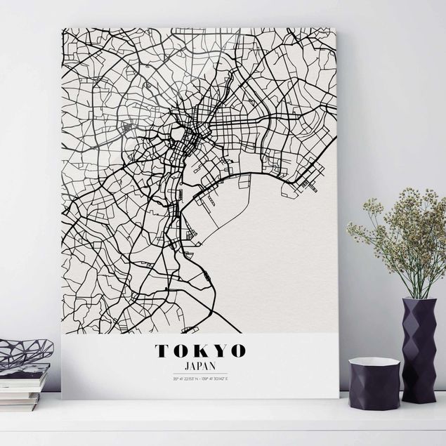 XXL Glasbilder Stadtplan Tokyo - Klassik