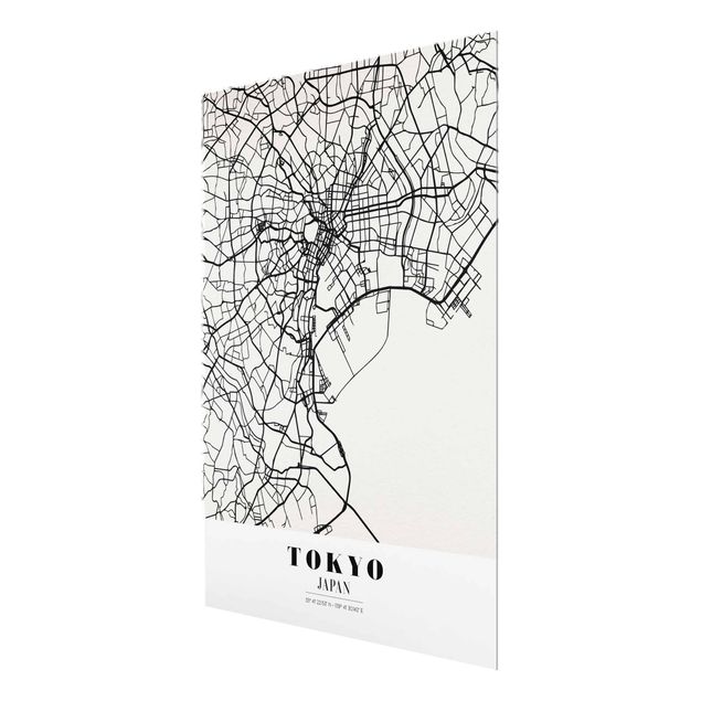 Glasbild - Stadtplan Tokyo - Klassik - Hochformat 4:3