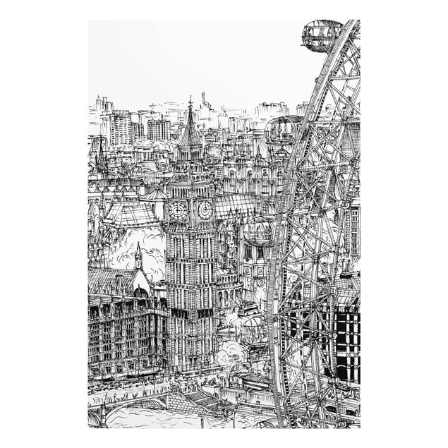 Bilder auf Glas Stadtstudie - London Eye