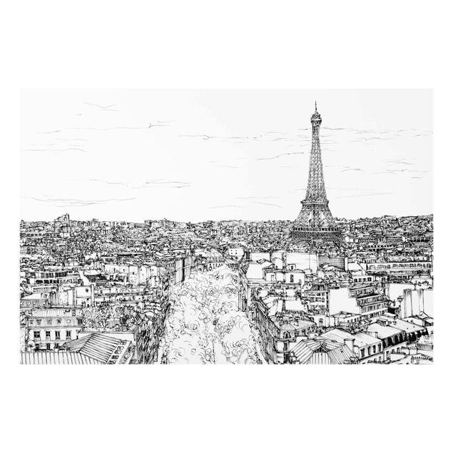 Glas Wandbilder Stadtstudie - Paris
