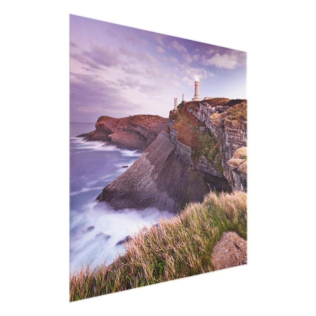 Glasbilder Natur Steilküste und Leuchtturm