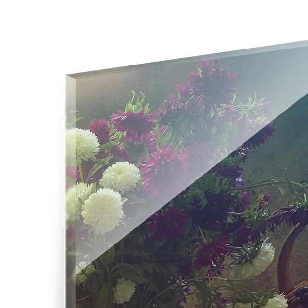 Glasbild - Stillleben mit Blumenvase - Quadrat 1:1