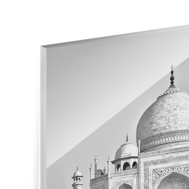 Glasbild - Taj Mahal mit Garten - Hochformat 3:2