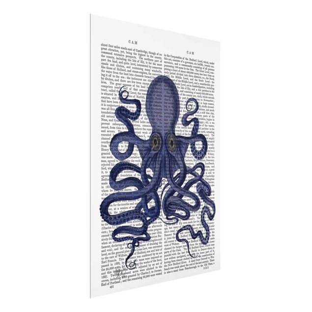Glasbild Spruch Tierlektüre - Oktopus