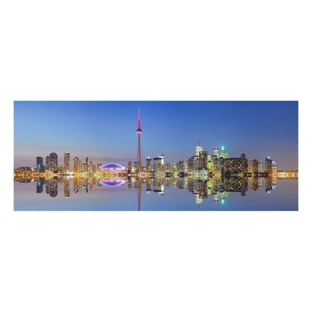 Glasbild - Toronto City Skyline vor Lake Ontario - Panorama Quer