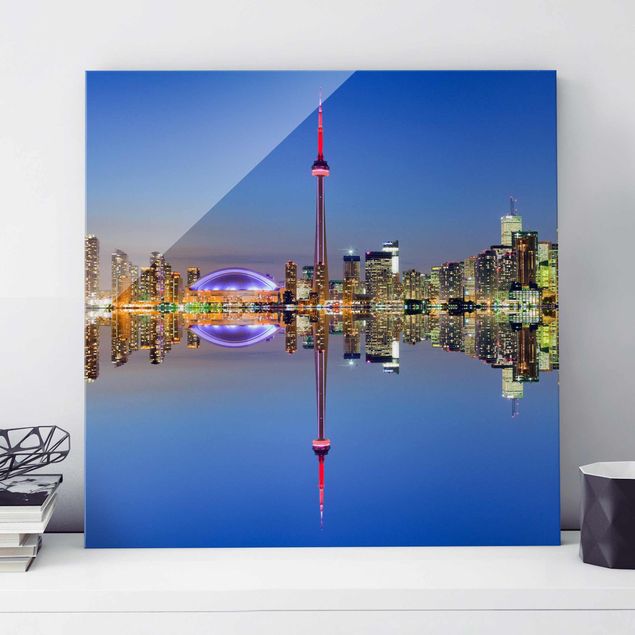 XXL Glasbilder Toronto City Skyline vor Lake Ontario