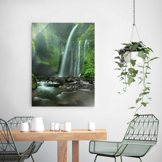 Glasbilder Landschaften Tropischer Wasserfall