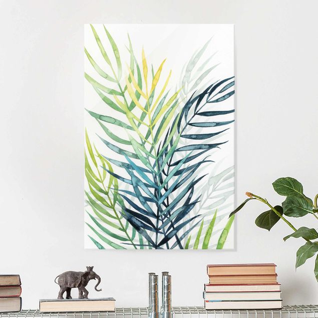 Glasbilder Pflanzen Tropisches Blattwerk - Palme
