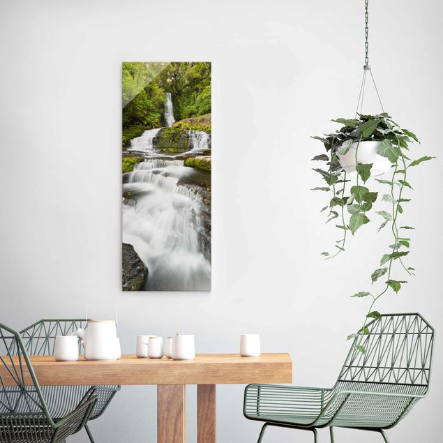Glasbilder See Upper McLean Falls in Neuseeland