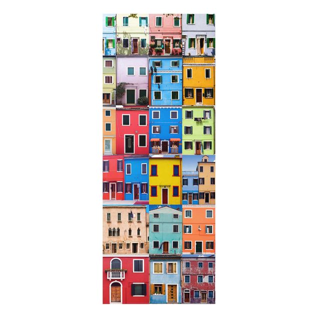 Glasbild - Venezianische Häuser - Panorama Hoch