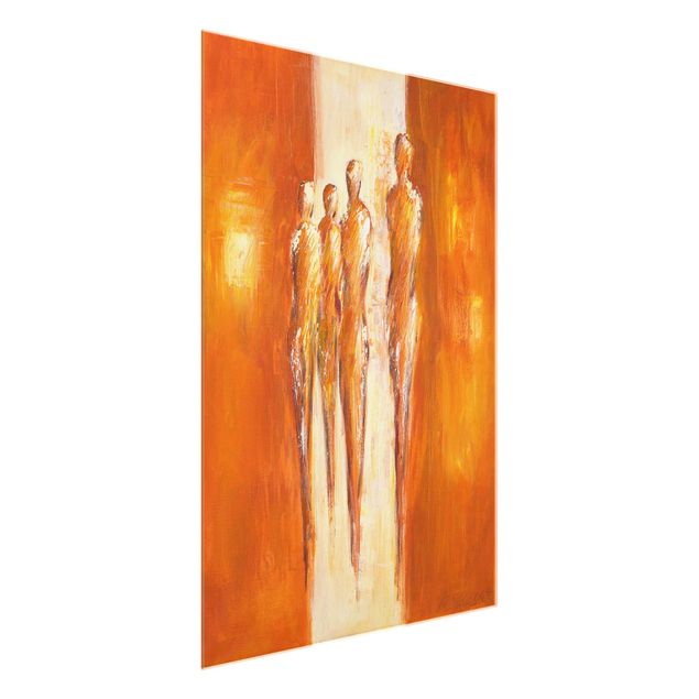 Glasbilder Abstrakt Petra Schüßler - Vier Figuren in Orange 02
