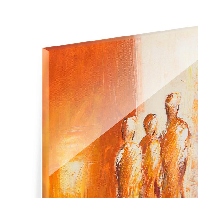 Glas Wandbilder Petra Schüßler - Vier Figuren in Orange 02