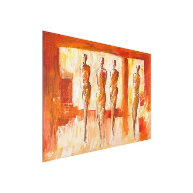 Abstrakte Glasbilder Petra Schüßler - Vier Figuren in Orange