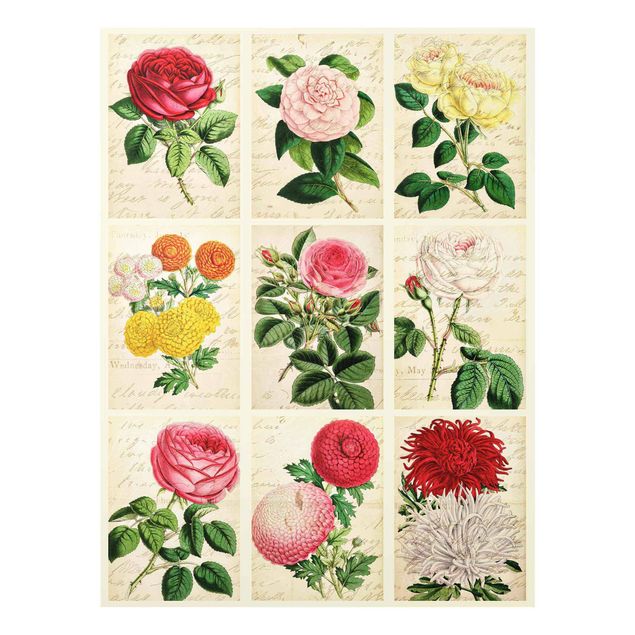 Wandbilder Vintage Blumen Collage