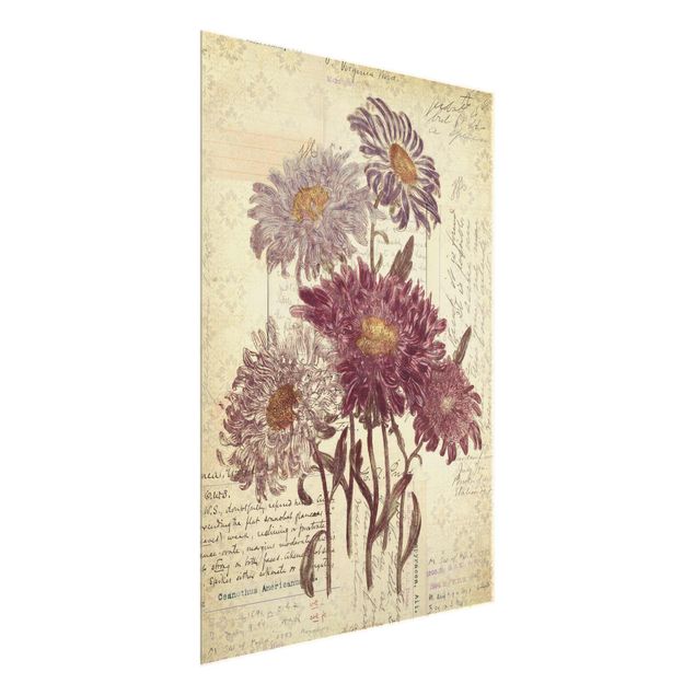Bilder für die Wand Vintage Blumen mit Handschrift
