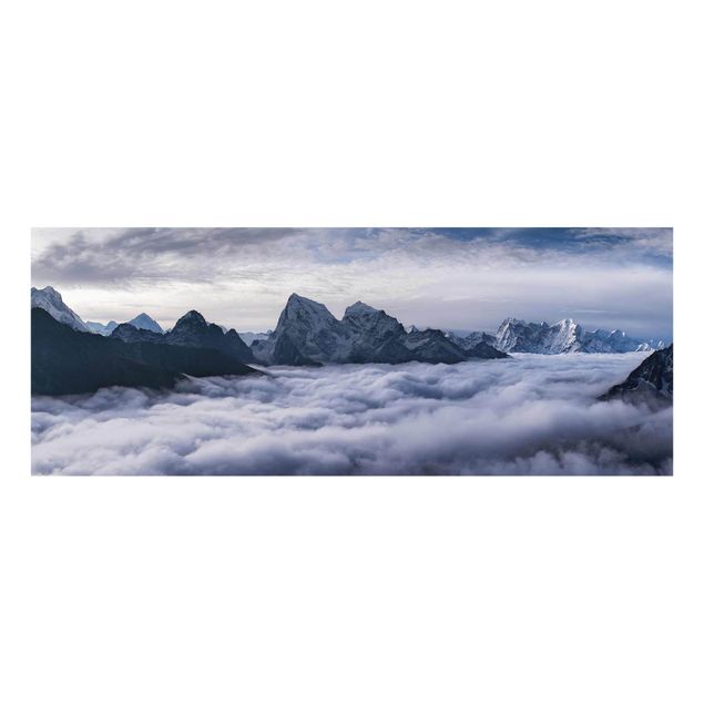 Glasbilder Wolkenmeer im Himalaya