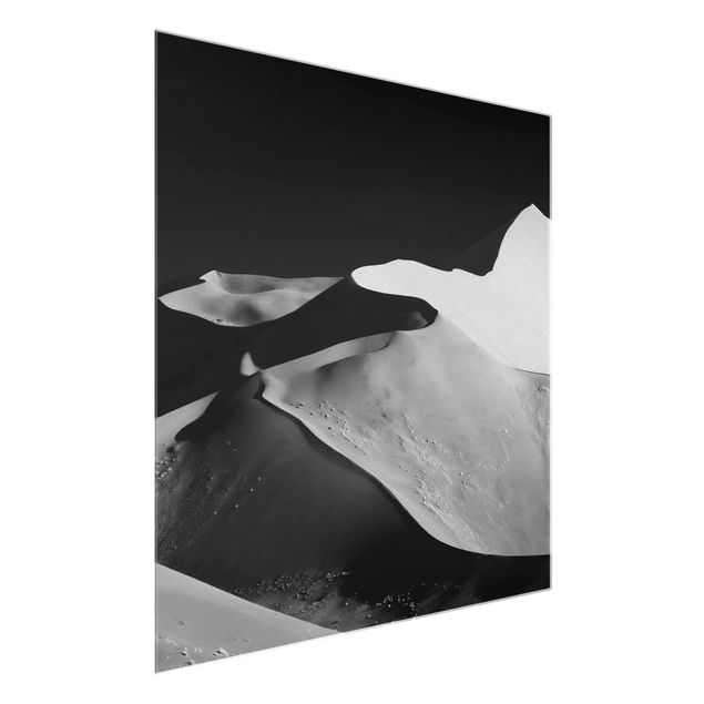Glasbilder Schwarz-Weiß Wüste - Abstrakte Dünen