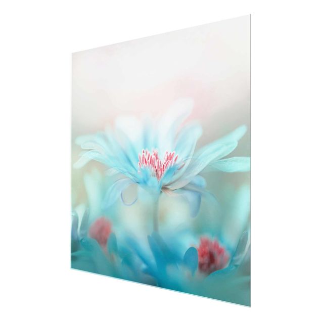 Glasbild - Zarte Blüten in Pastell - Quadrat 1:1