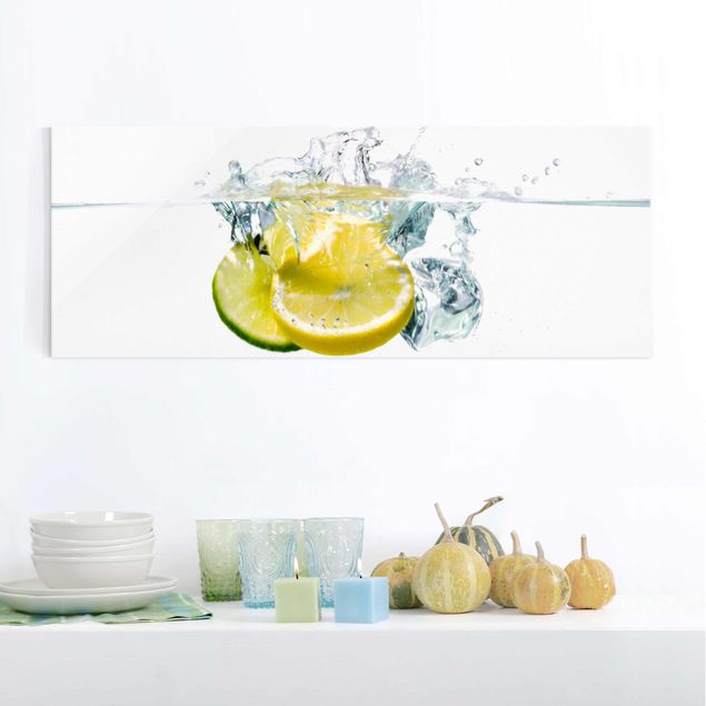 Glasbild Wandbild GLX12574838930 Limetten  Wasser 125 x 50cm 
