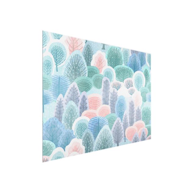 Schöne Wandbilder Glücklicher Wald in Pastell