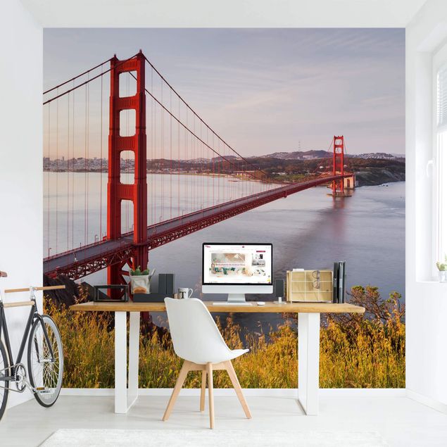 Tapete gold Golden Gate Bridge in San Francisco