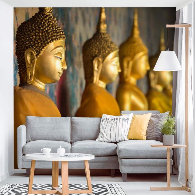Fototapete Skyline Goldene Buddha Statuen