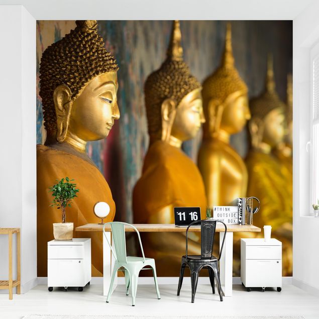 Design Tapete Goldene Buddha Statuen