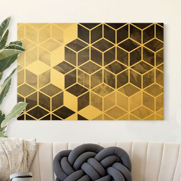 Wandbilder XXL Schwarz Weiß goldene Geometrie