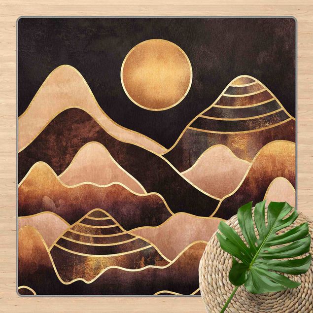 Abstrakte Bilder Goldene Sonne abstrakte Berge
